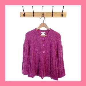 DRESSBARN Purple Wool Blend Fuzzy Cardigan L NWT